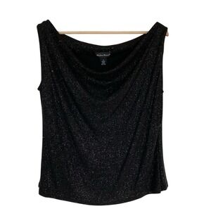 Made in Heaven Womens Sleeveless Black Sparkly Disco Top Size XL Party Night Out